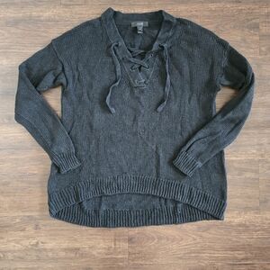 J. Crew Linen Beachy Lace Up Sweater